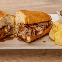 Hot Roast Beef Sandwich · Served with gravy and melted provolone cheese.