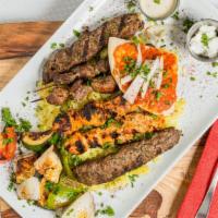 Mixed Grill for 2 · A delicious combination of Beef Kebab, Kofta Kebab, lamb Kebab, Chicken kebab & Gyro Served ...