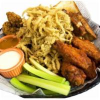 Wings, Wings, and Wings Platter · Served with blue cheese dressing, and celery sticks.