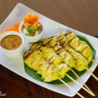 7. Satay Chicken · Kai satay. Grilled marinated chicken breast on the herbs served with homemade peanut sauce a...