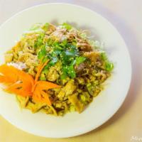 51. Thai Fried Rice  · Wok fried rice with garlic, onion, carrot, tomato, eggand green onion.