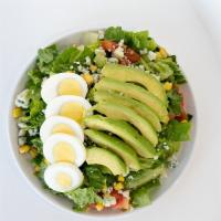Grilled Chicken Cobb Salad  · Grilled Chicken, Romaine, Corn, Tomato, Avocado, Egg, Blue cheese with Sesame dressing 