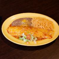 27. Enchilada and Burrito Combo · Choice of cheese, beef and chicken enchilada.