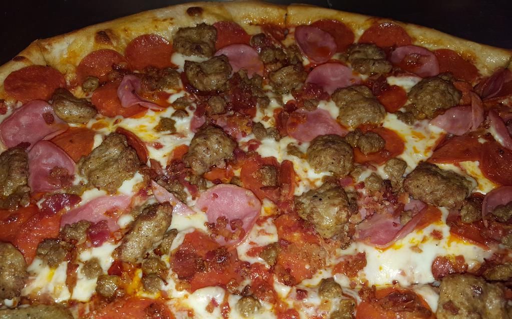 Italian Meat Pizza · Pepperoni, Italian sausage, Canadian bacon and beef.