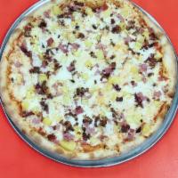 Hawaiian Pizza · Topped with ham, pineapple, and cheese.