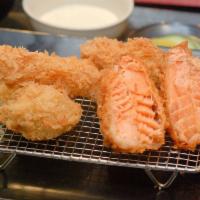 Salmon Katsu · Deep fried in bread Crumb butter