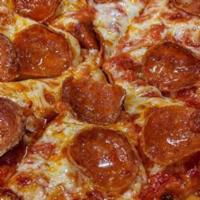 Kid's Pepperoni Pizza · Eight tiny slices of thick crust pizza with marinara sauce, mozzarella cheese and crispy pep...