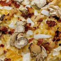 Chicken Carbonara Pasta · Comes with a fun Melody of chicken, bacon, onion and mushroom as well as three Italian chees...