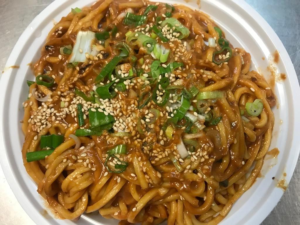 Cold Noodles with Sesame Sauce · Hot and spicy.