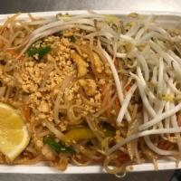 Chicken Pad Thai · Rice noodles sauteed in Thai sweet and sour sauce.