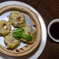 Suimai Dumplings · Shrimp and chicken dumplings and mushroom with sweet soy sauce. 