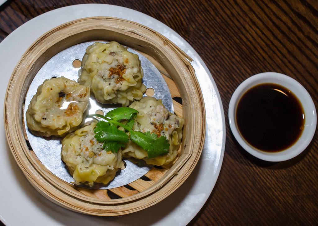 Suimai Dumplings · Shrimp and chicken dumplings and mushroom with sweet soy sauce. 