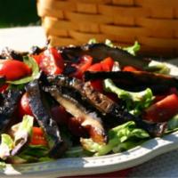 Portobello Salad · Portobello mushrooms, chopped green, oven roasted red peppers and mozzarella with balsamic r...