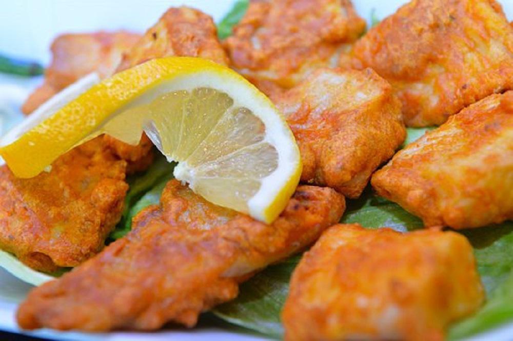 Amritsari Fish · Gluten free. Golden fried fish, lentil flour and spices.
