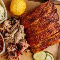 Two Meat Platter · Choice of two meats with two sides and a cornbread muffin