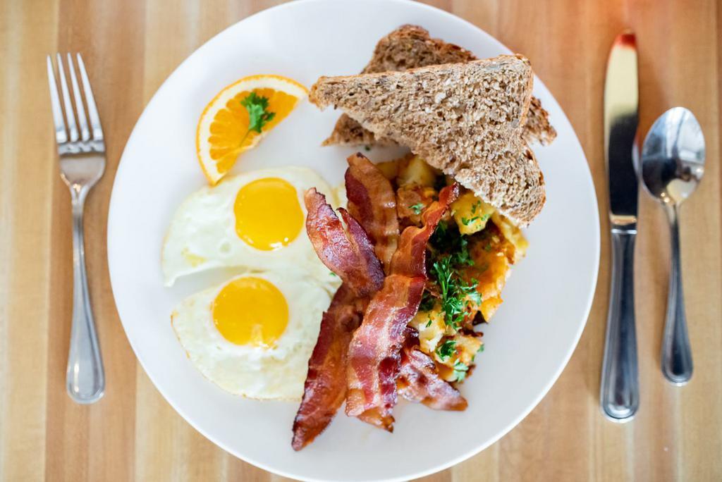 Eggs Your Way · Two eggs your way with potato home fries and choice of toast. Veggie- gluten free.