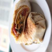 Vegetarian Breakfast Wrap · Scrambled eggs, cheese and your choice of 2 grilled veggies.