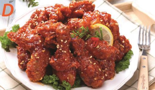 Crispy Yang Nyum Chicken · Crispy fried chicken with sweet and spicy sauce. Served with coleslaw and pickled radish.
