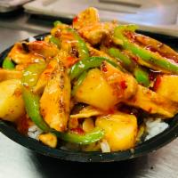 Sweet and Sour Bowl · Chicken breast, pineapple, green peppers, rice and sweet and sour sauce.