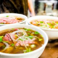 Pho Choice of 1 Meat · Pho- A Vietnamese Beef noodle soup simmered with beef bones and herbs for 8-12 hours long. D...