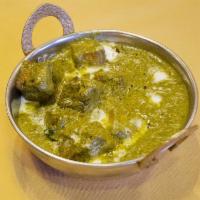 Saag Masala · Spinach in a creamy sauce with your choice of meat or cottage cheese. Choice of side. 