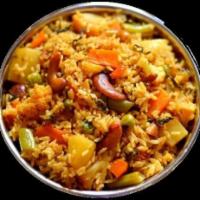Veg Dum Biryani · Fresh vegetables, marinated with yogurt, onions, and spices, cooked with long grain basmati ...