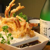 Soft Shell Crab · 2 pieces of deep fried crab served with spicy creamy vinaigrette dipping sauce.