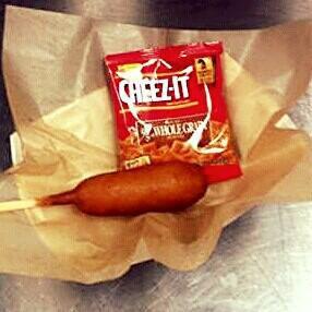 Kids Corn Dog · Served with cheez a drink and bomb pop.