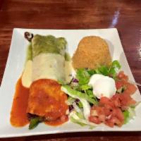 Burrito Especial · 1 large flour tortilla filled with chicken, chorizo, onions & beans. Served with lettuce & s...