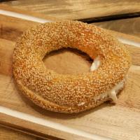 Simit  · Simit is a sesame-bathed, circular Turkish bread. It is similar to an American bagel but muc...