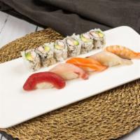R5A. Sushi Combo · 5 pieces assorted sushi and California roll.