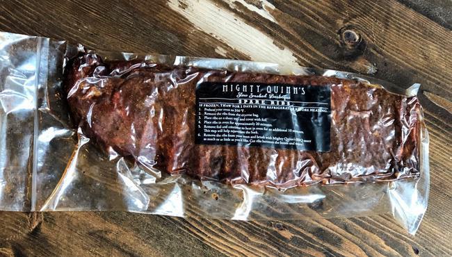 Spare Ribs Slab · REFRIGERATED. A full rack of slow-smoked St. Louis cut spare ribs packaged cold. Already fully cooked and includes reheating instructions.