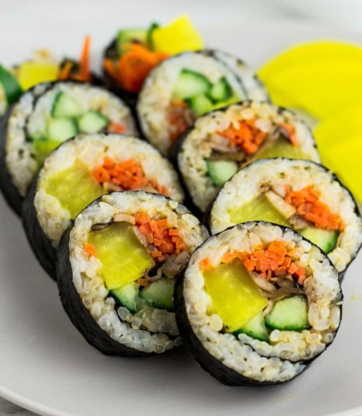 Vegetable Gimbap · Egg, spinach, carrots, pickled radishes and burdock.