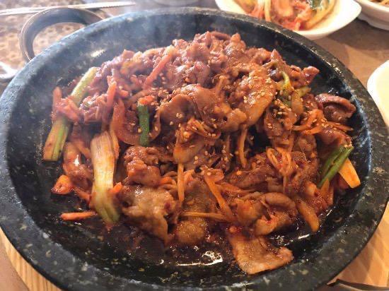 Korean BBQ Spicy Pork Bulgogi · Sliced marinated pork shoulder. Spicy.