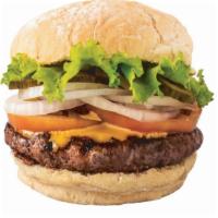 Big Burger (1/3lb.) · Comes with Teddy's special sauce, green leaf lettuce, tomatoes, onions and pickles.