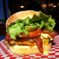 Bacon Me Crazy Burger · Double bacon, grilled onions and double American cheese. Also Comes with Teddy's special sau...