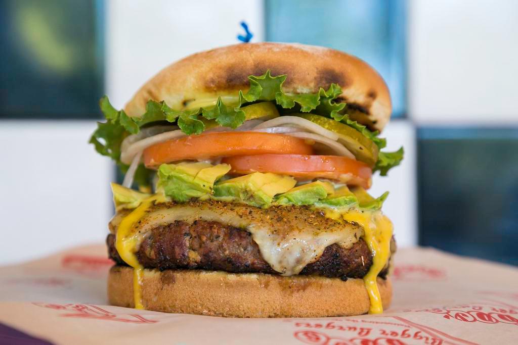 Cajun Avo Burger · Cajun seasoning, pepper jack cheese and avocado.
Also Comes with Teddy's special sauce, green leaf lettuce, tomatoes, onions and pickles.