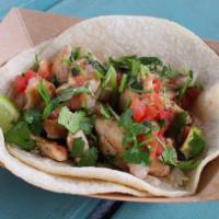 #4. Chicken Fajita Taco · Served with pico de gallo and cilantro. Served on a corn tortilla.