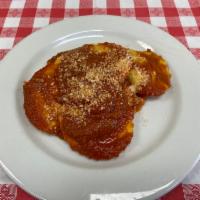 Cheese Ravioli · Cheese ravioli with meat sauce.