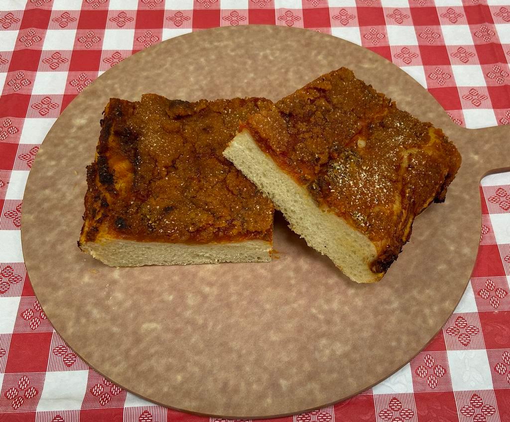 Sicilian Pizza · Tomato, anchovies, pecorino, bread crumbs.