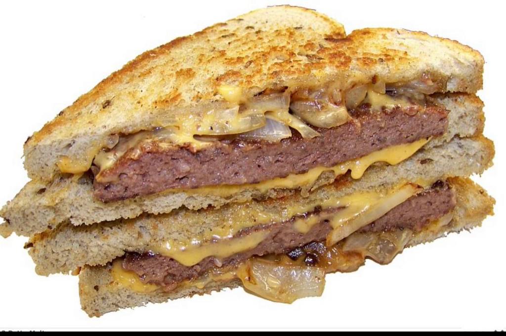 Patty Melt · 1/3 lb. Premium sirloin beef, sauteed onions, and American cheese on toasted rye bread.