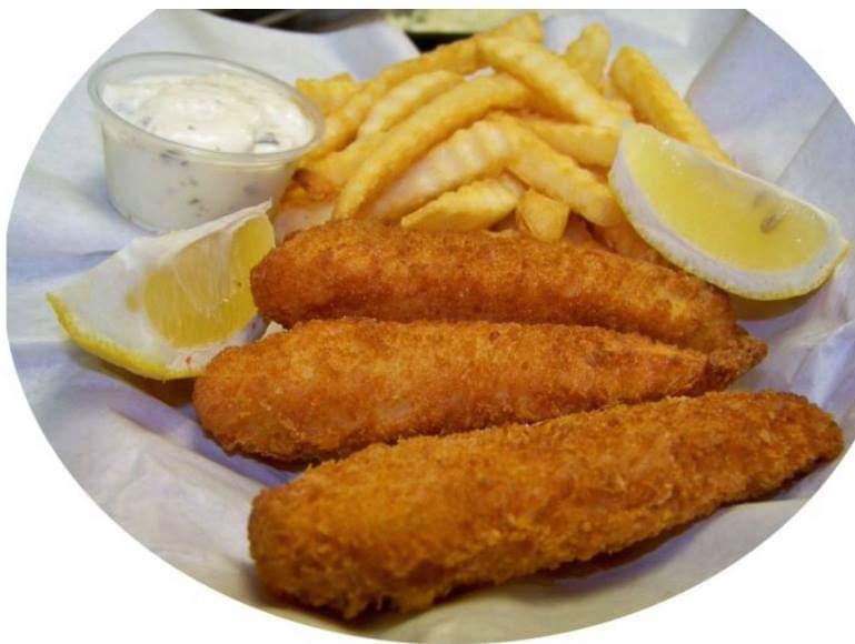 Fish & Chips · Tavern battered cod fillets, fries, and tartar sauce.