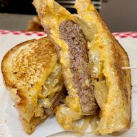 Patty My Melt · 8 oz. beef patty with Swiss, caramelized onions and Broome St. sauce on Texas toast.