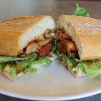 Teriyaki Chicken Sandwich · Teriyaki chicken sandwich served on a soft, baked French roll. Served with mayonnaise, musta...