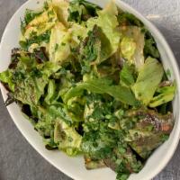 Mixed Green Salad · Parsley + chives, house tomato vinaigrette