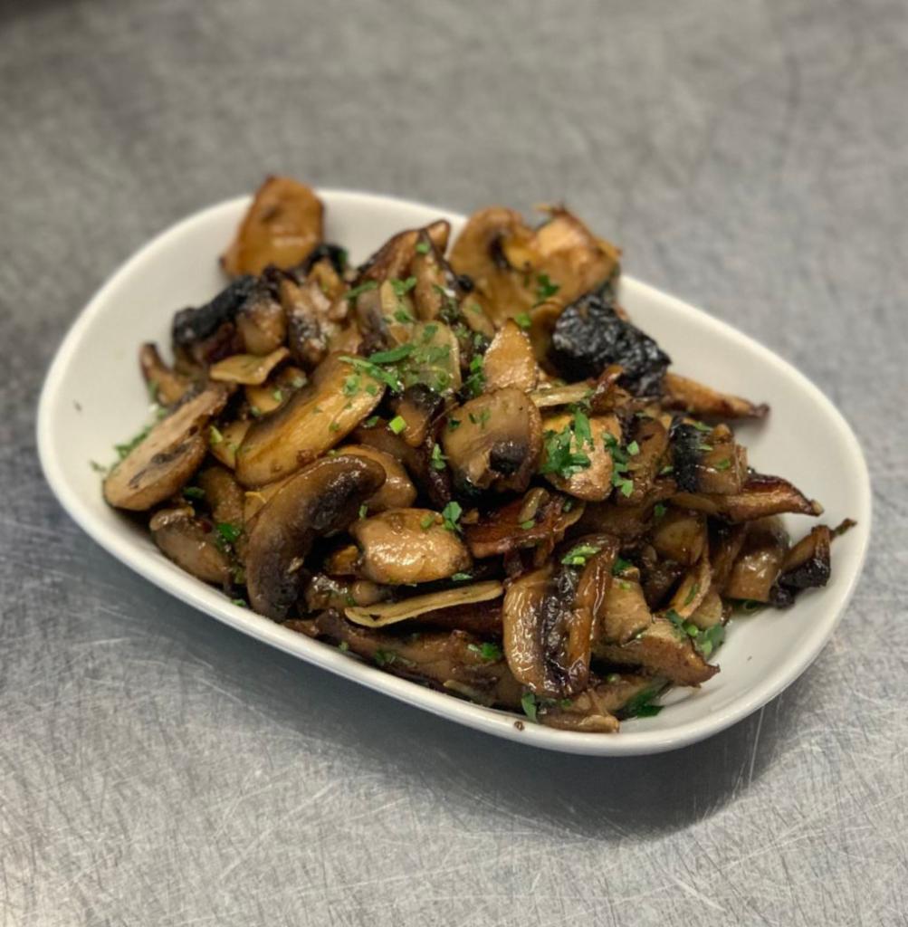 Pan-Roasted Mushrooms · Sherry, butter, thyme