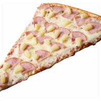 Hawaiian Pizza Slice · With homemade tomato sauce, mozzarella cheese, Canadian bacon, and pineapple. Each pizza sli...