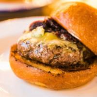 Truffle Cheeseburger · soft brie, candied tomato, black truffle mayo and baby arugula