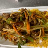 C29. Hot and Spicy Beef Combination Platter · Served with choice of rice and side. Hot and spicy.