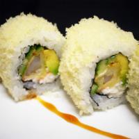 Crunch Roll · 8 pieces. Shrimp tempura, crab, cucumber, avocado topped with tempura flakes, and sweet eel ...